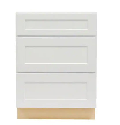 DB24-3: White Shaker Standard Base Cabinet 3DRA