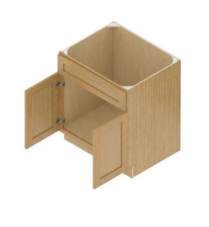 VSB27: Oak Shaker 27"  1 Header 2 Doors   Vanity Sink Base Cabinet