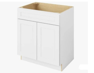 SB30: White Shaker Standard Base Cabinet 2D-1Header