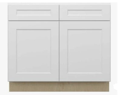 SB42: White Shaker 42"  2 Headers 2 Doors  Sink Base Cabinet