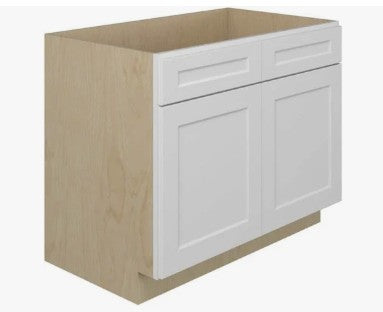 SB42: White Shaker 42"  2 Headers 2 Doors  Sink Base Cabinet