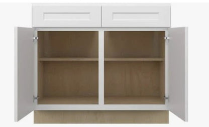 SB42: White Shaker 42"  2 Headers 2 Doors  Sink Base Cabinet