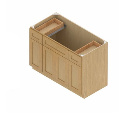 VSBC48: Oak Shaker Vanity Side Drawer Base Cabinet Single Basin 48"W*21D*34-1/2"H-2D-6DRA