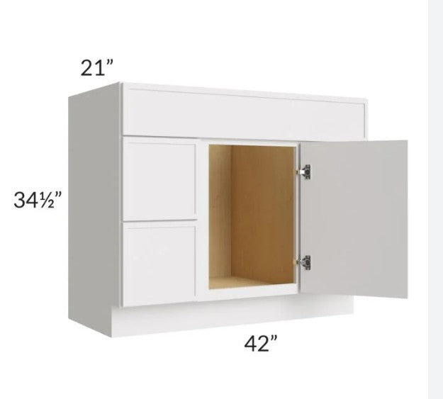 VSD42L: Vanity Sink Drawer Left 42"W*21"D*34-1/2"H-2D-2DRA 1 Header