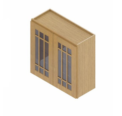W3630/GD:  Oak Shaker Wall 36"W*30"H*12"D-2D-2S/ Glass Door