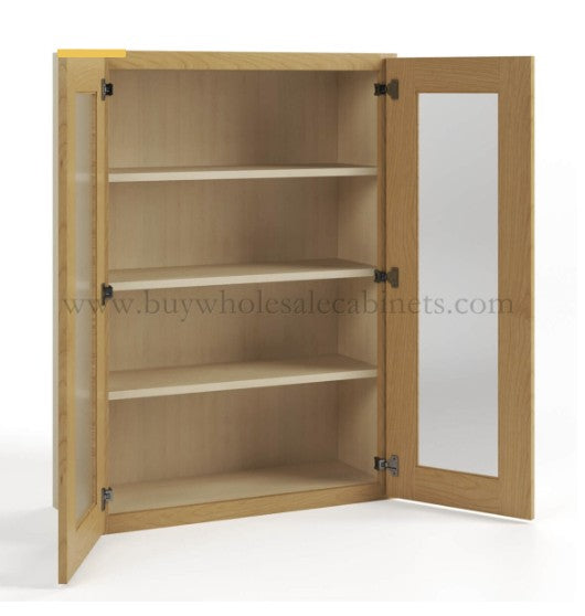 W3040/GD: Oak Shaker Wall 30"W*40"H*12"D-2D-3S/ Glass Door