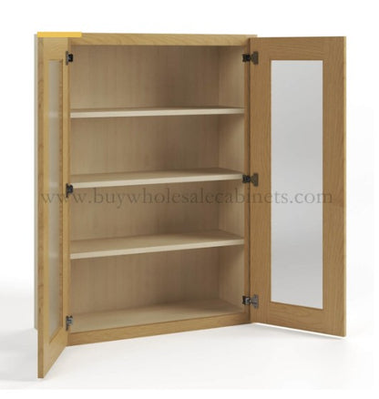 W3040/GD: Oak Shaker Wall 30"W*40"H*12"D-2D-3S/ Glass Door