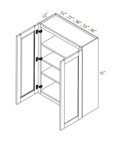 W3640/W3642: Oak Shaker Wall 36"W*40"H*12"D-2D-3S