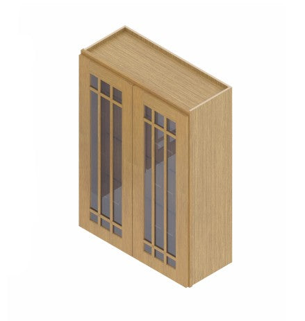 W3640/GD: Oak Shaker Wall 36"W*40"H*12"D-2D-3S/ Glass Door