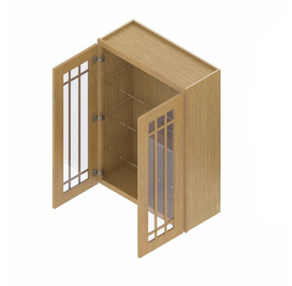 W3640/GD: Oak Shaker Wall 36"W*40"H*12"D-2D-3S/ Glass Door