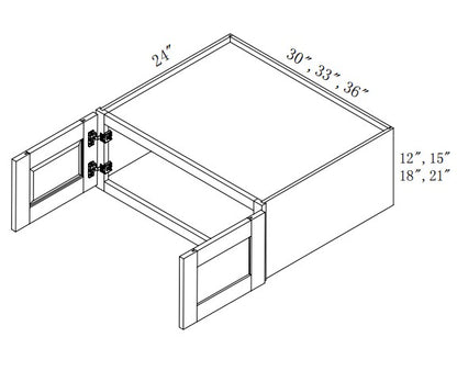 W361524: Oak Shaker Wall 36"W*15"H*24"D-2D