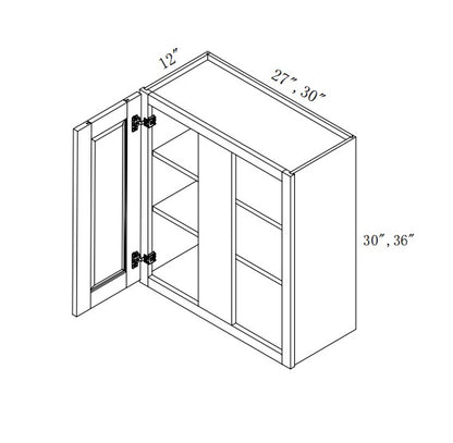 WBC3030: Oak Shaker Wall Blind Cabinets 30"W*30"H*12"D-1D-2S