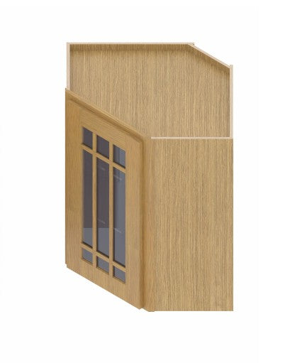 WDC2436/GD: Oak Shaker Wall Diagonal Cabinet 24"W*36"H*24"D-1D-3S/Glass Door