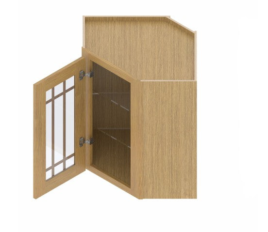 WDC2436/GD: Oak Shaker Wall Diagonal Cabinet 24"W*36"H*24"D-1D-3S/Glass Door