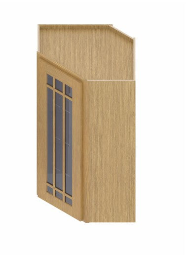 WDC2440/GD: Oak Shaker Wall Diagonal Cabinet 24"W*40"H*24"D-1D-3S/Glass Door