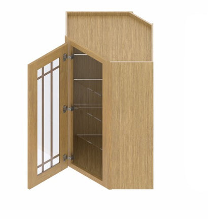 WDC2440/GD: Oak Shaker Wall Diagonal Cabinet 24"W*40"H*24"D-1D-3S/Glass Door