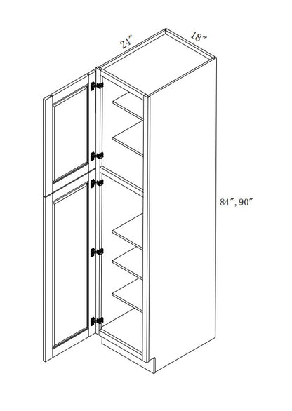 WP188424: Oak Shaker Pantry 18"W*84"H*24"D-2D-5S