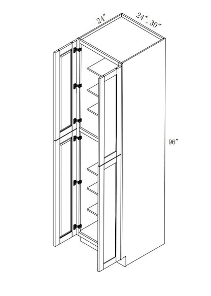 WP309424: Oak Shaker Pantry 30"W*94"H*24"D-4D-6S