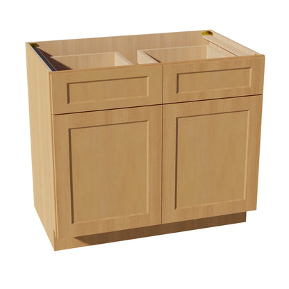 B39: Oak Shaker 39" 2 Doors 2 Drawers Standard Base Cabinet