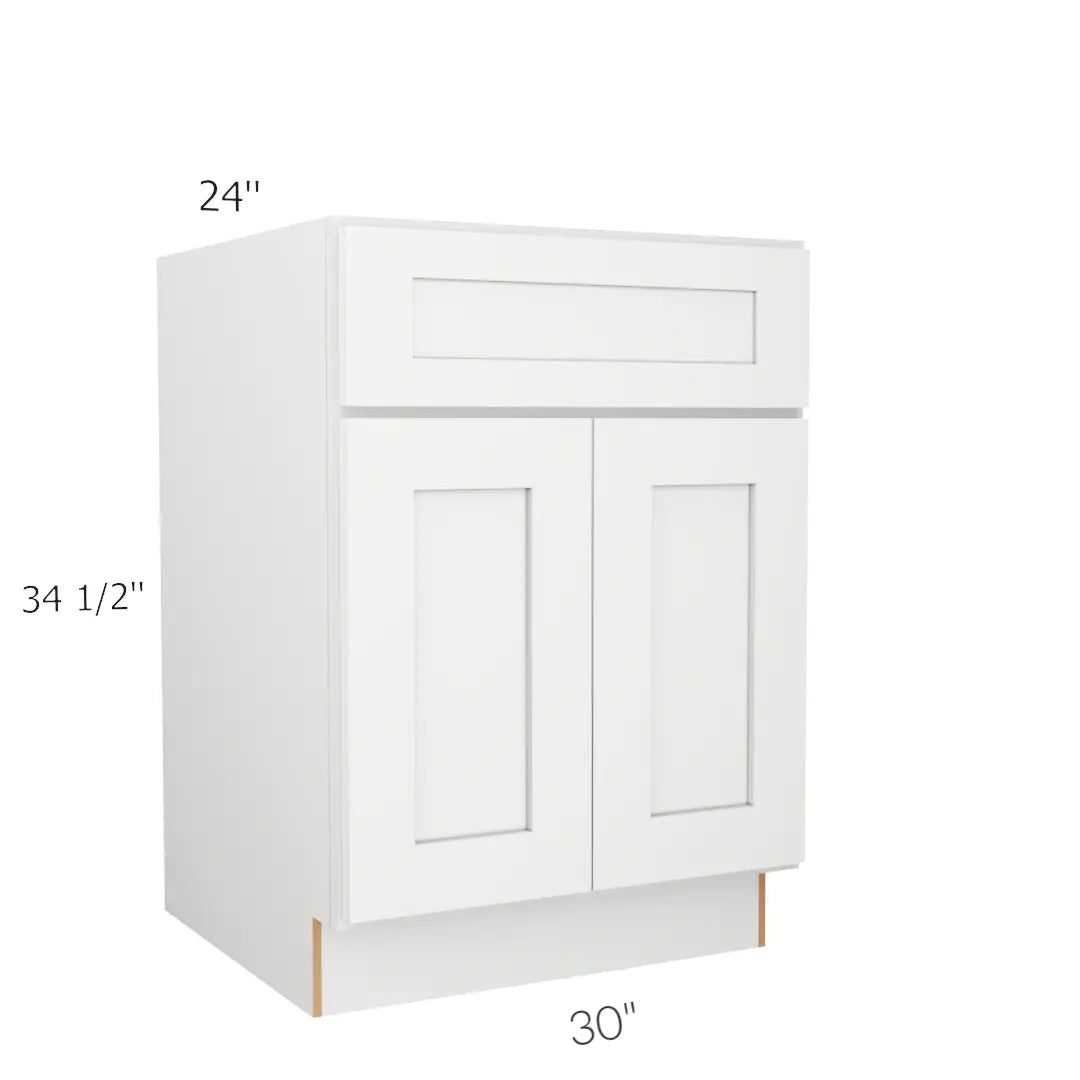 B24: White Shaker Standard Base Cabinet 2D 1 DRA